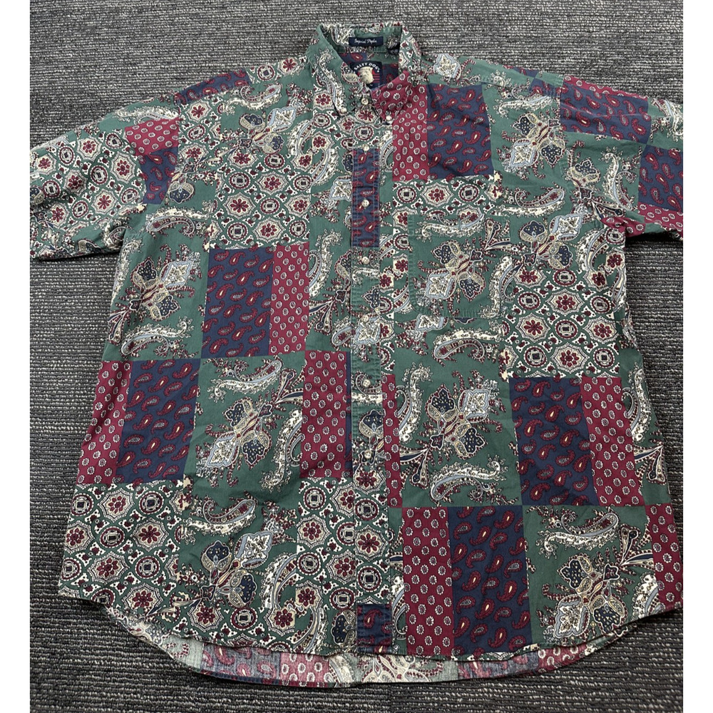 VTG Gant Salty Dog Mens XL Imperial Poplin Paisley Short Sleeve